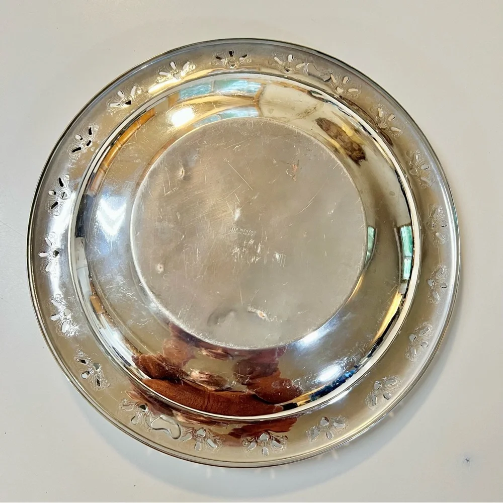 Vintage H.LERNER Co. Silver Plated Bridal Basket Swing Handle Serving Dish Tray